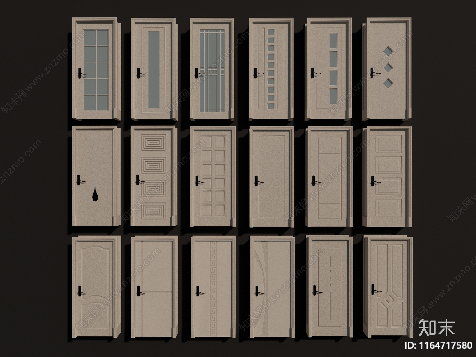 现代新中式单开门3D模型下载【ID:1164717580】