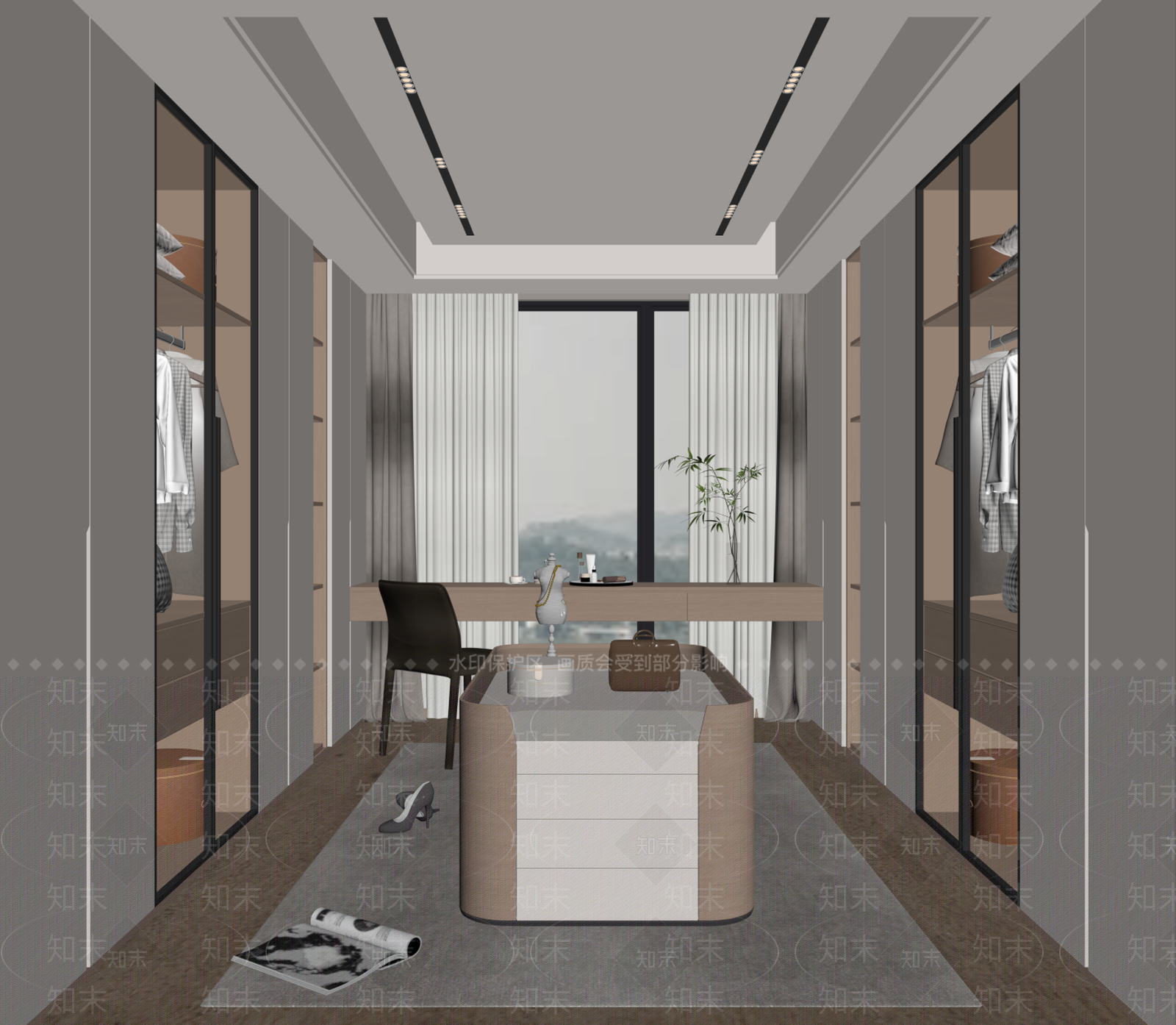 现代轻奢衣帽间SU模型下载【ID:1164722313】