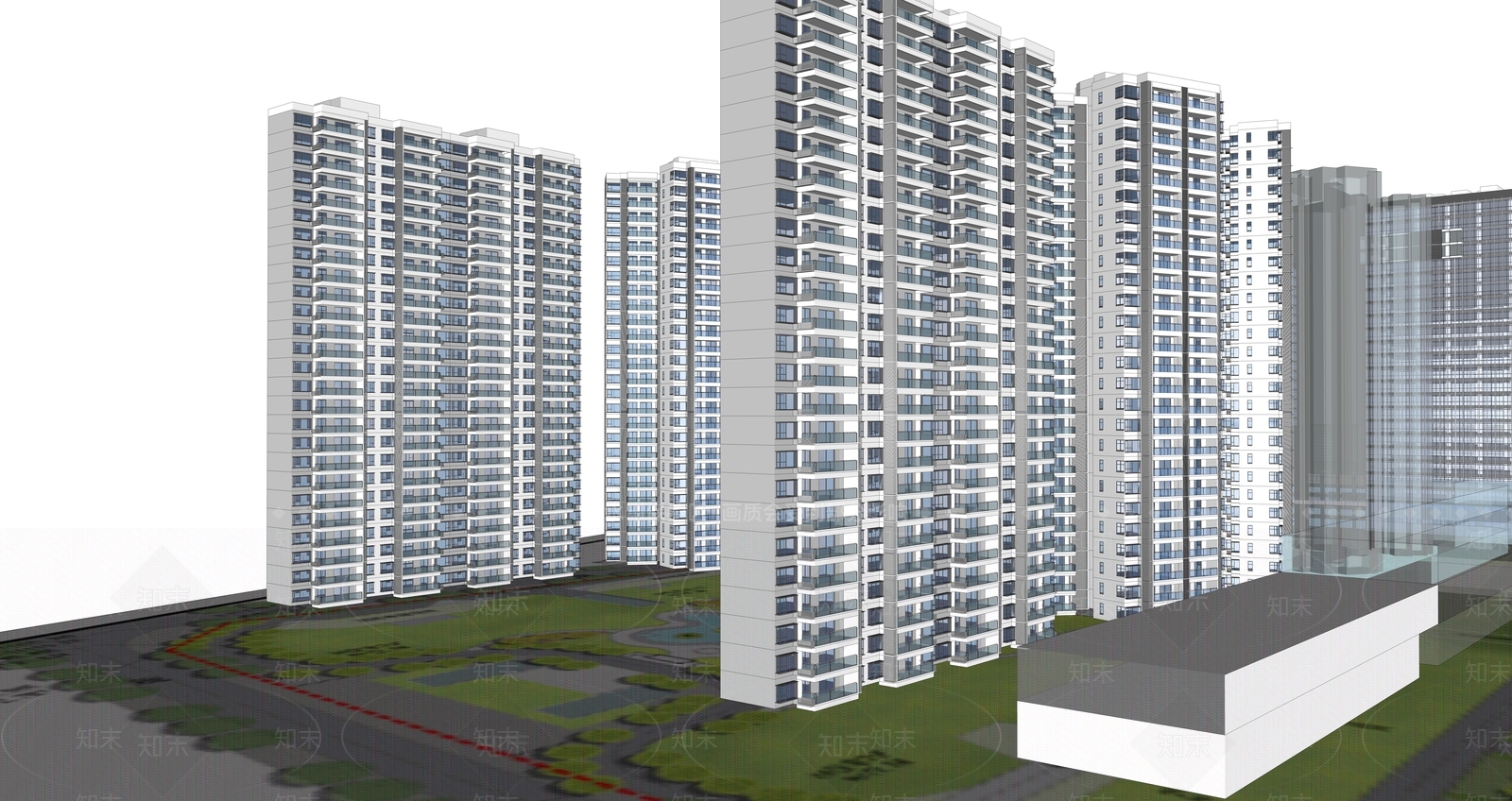 现代商场建筑SU模型下载【ID:1164725027】