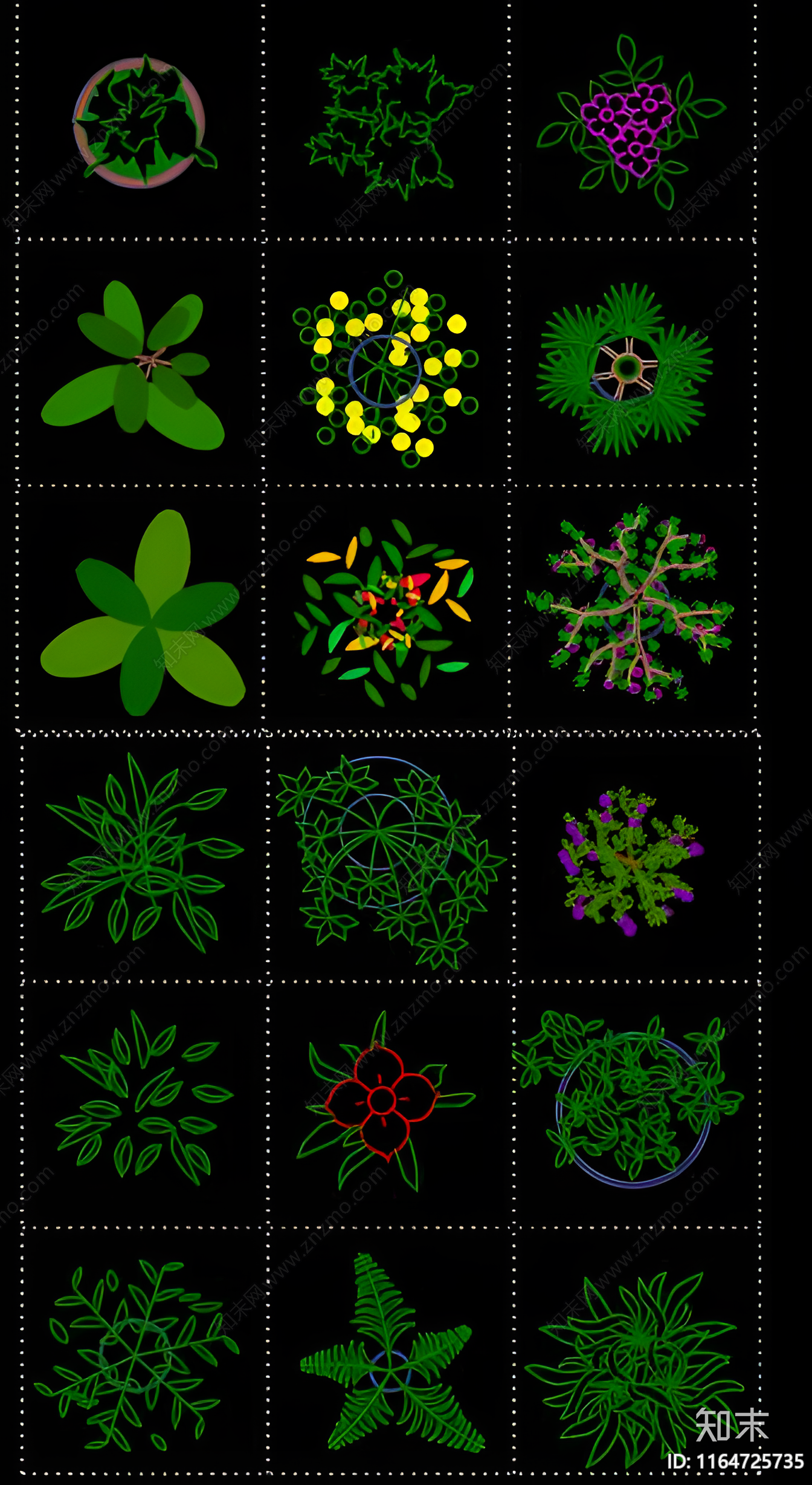 现代综合植物图库施工图下载【ID:1164725735】