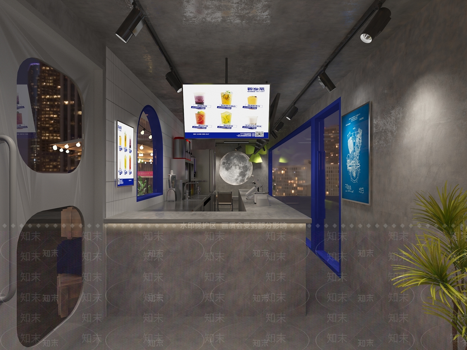 现代工业奶茶店3D模型下载【ID:1164736056】