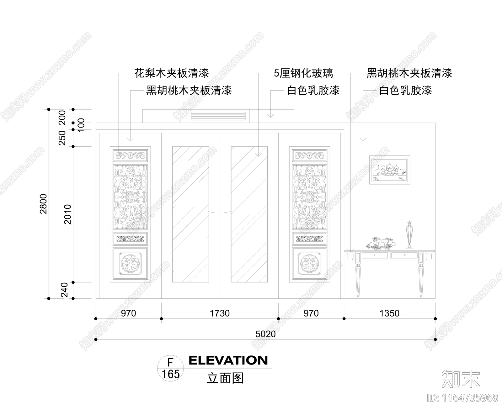 中式客餐厅cad施工图下载【ID:1164735968】