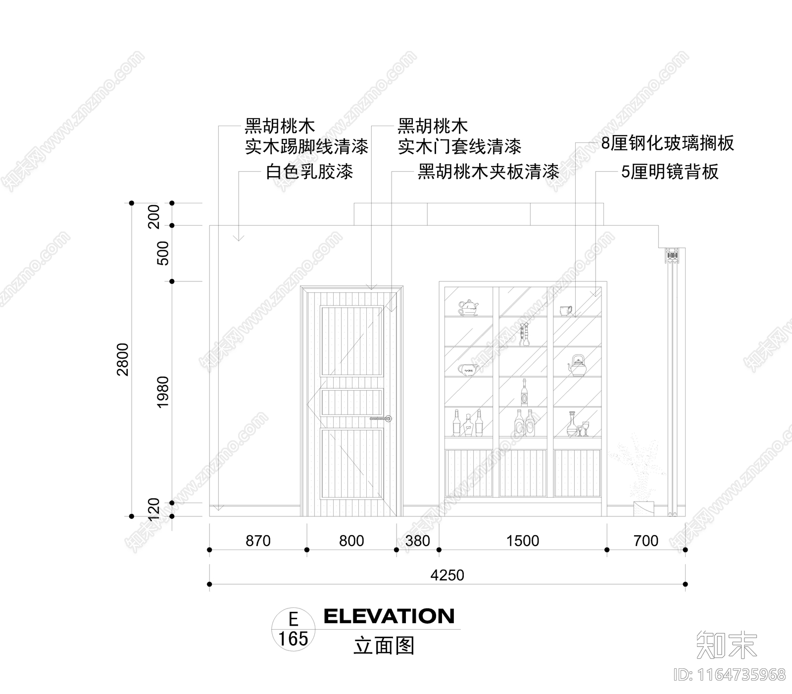 中式客餐厅cad施工图下载【ID:1164735968】