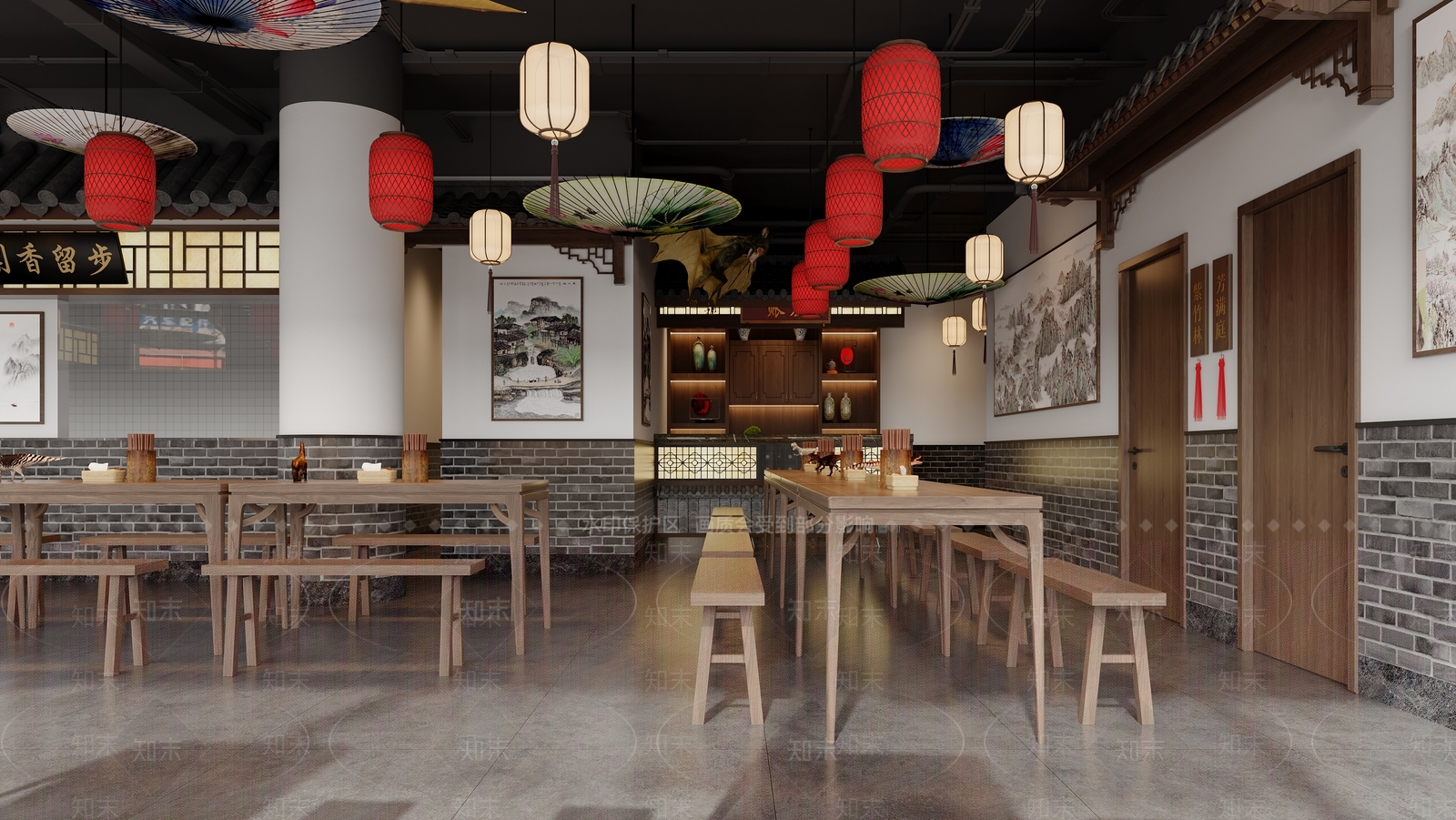 中式新中式烧烤店3D模型下载【ID:1164738510】