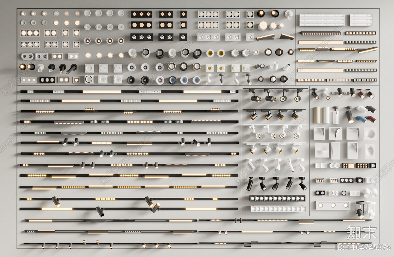 现代灯具组合3D模型下载【ID:1164745375】