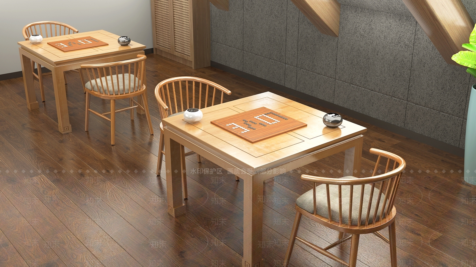 新中式中式棋牌室SU模型下载【ID:1164749645】