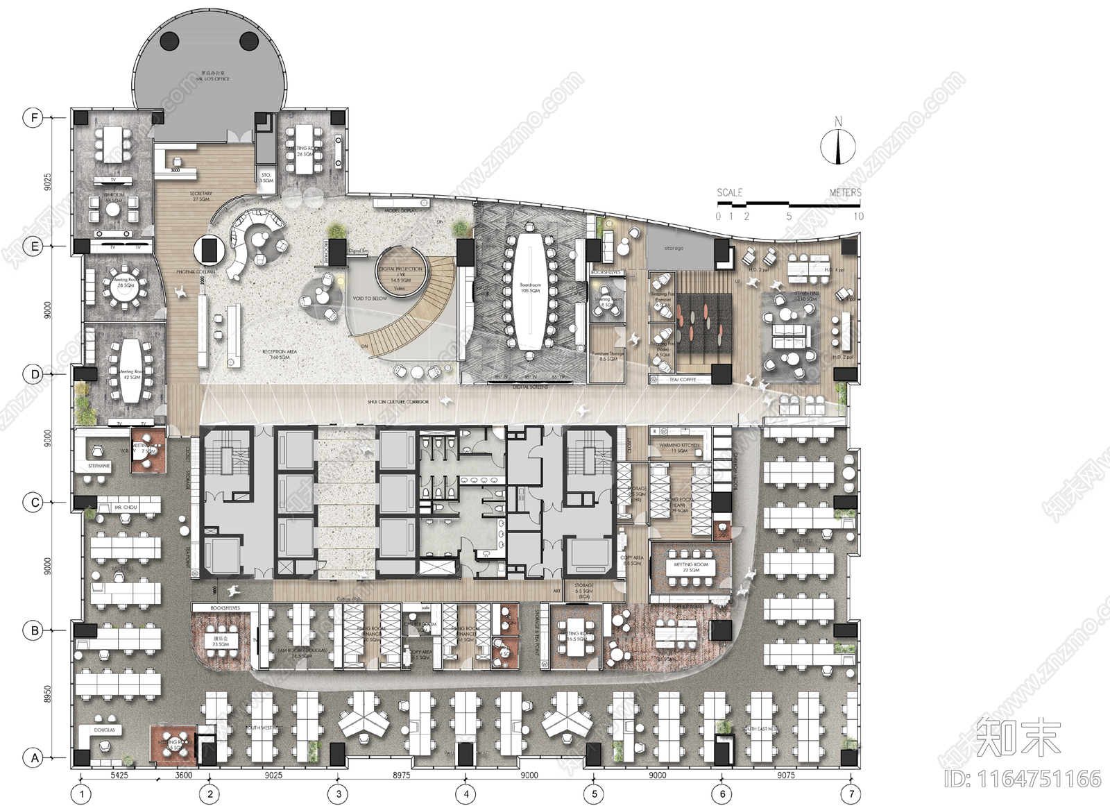 现代办公室cad施工图下载【ID:1164751166】