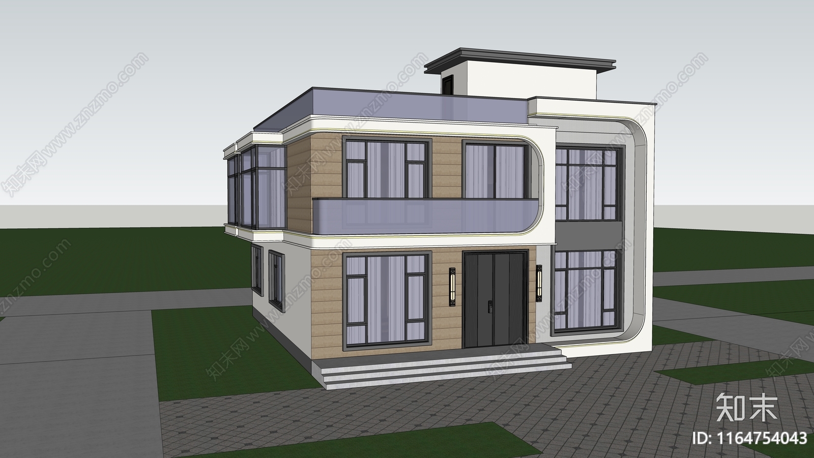 现代简约别墅SU模型下载【ID:1164754043】