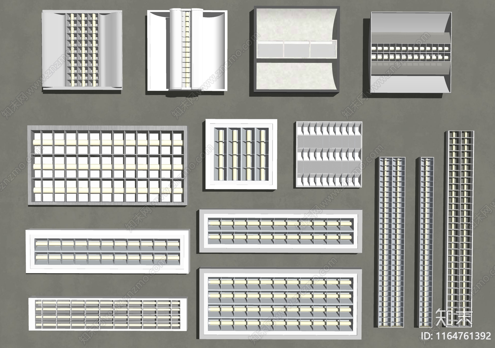 现代工业格栅灯SU模型下载【ID:1164761392】