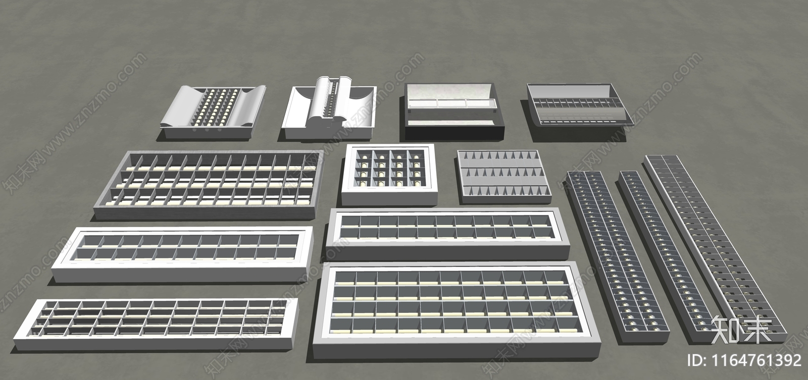 现代工业格栅灯SU模型下载【ID:1164761392】