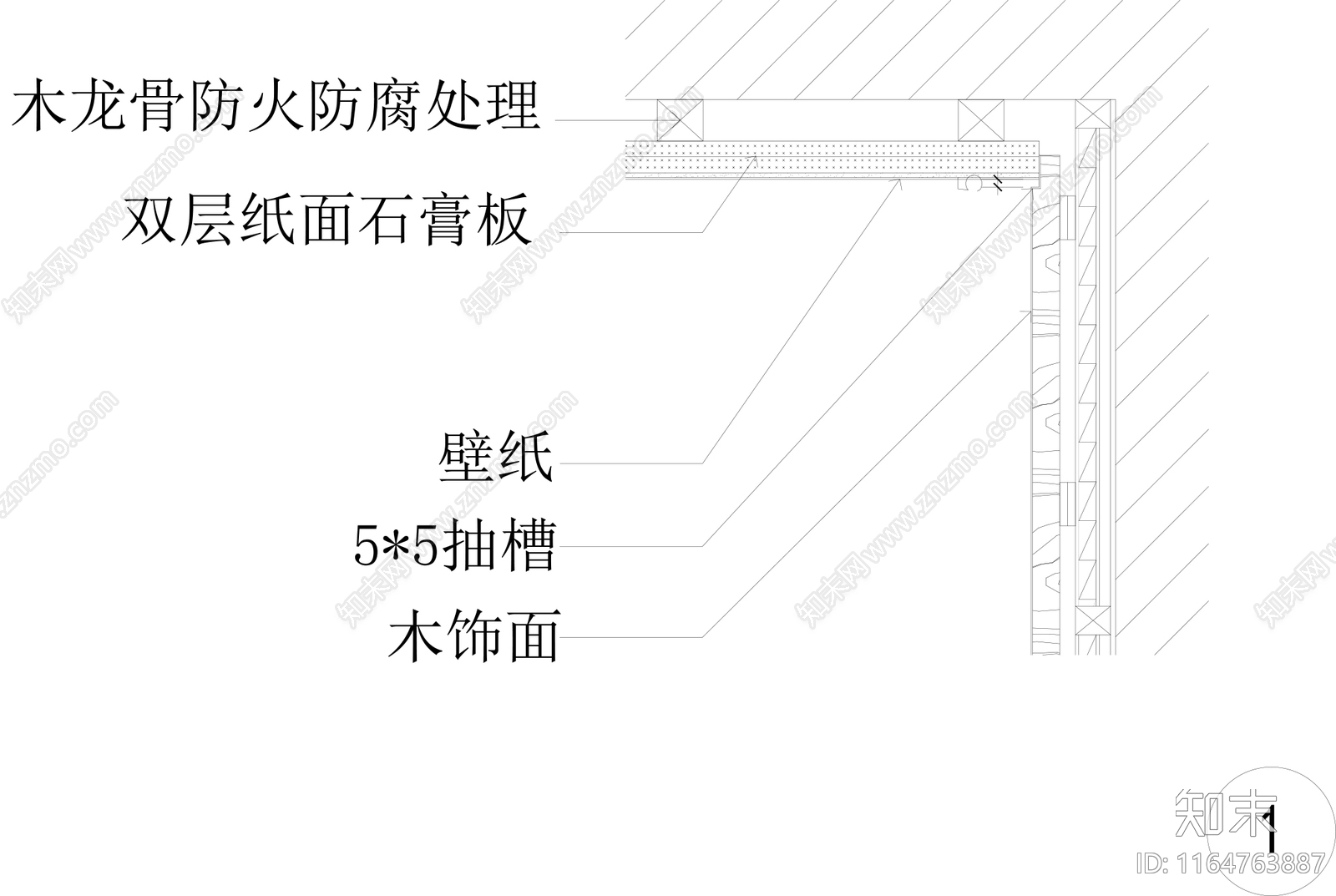 现代墙面节点cad施工图下载【ID:1164763887】