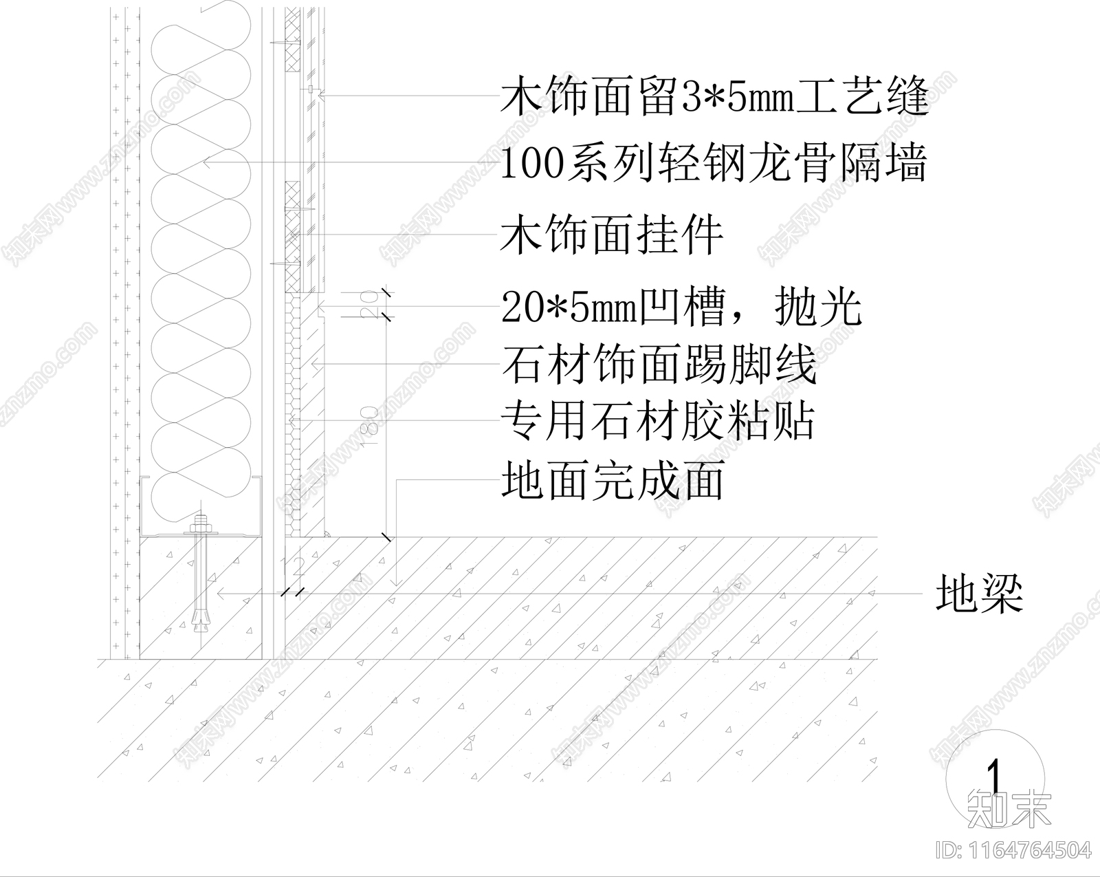 现代墙面节点cad施工图下载【ID:1164764504】