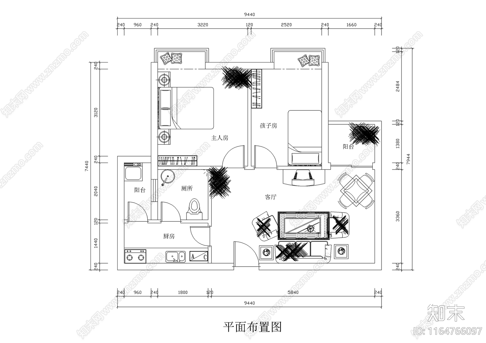 现代公寓cad施工图下载【ID:1164766097】