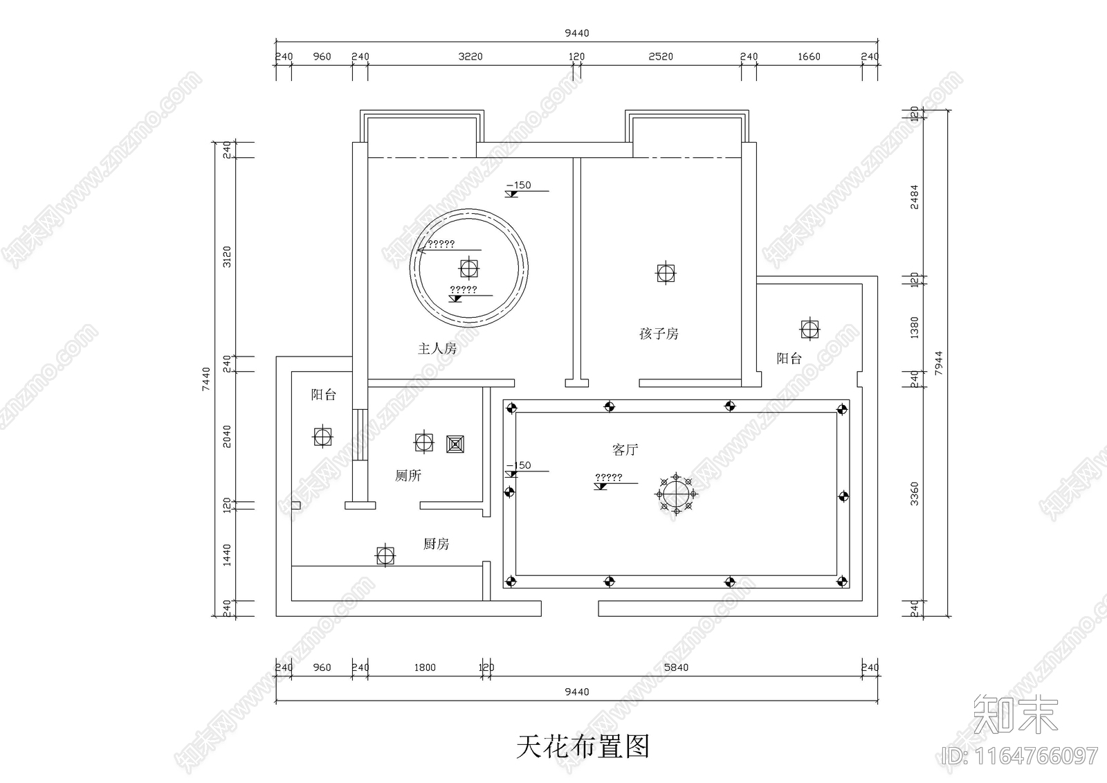 现代公寓cad施工图下载【ID:1164766097】