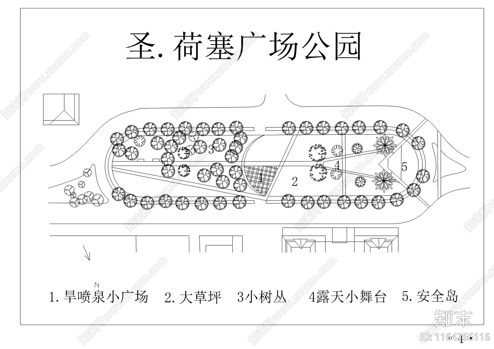 景观平面图cad施工图下载【ID:1164766116】