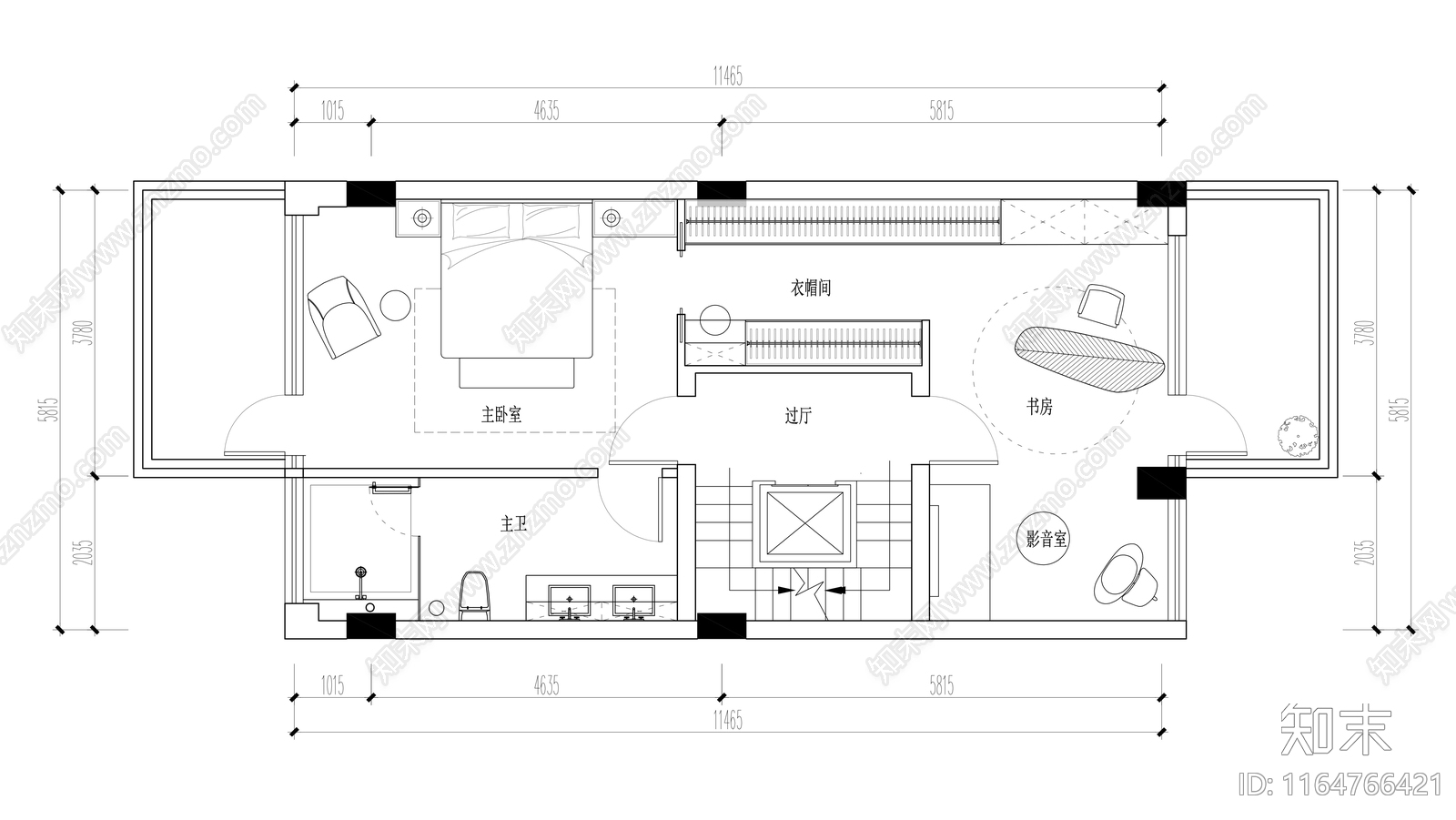 现代新中式整体家装空间施工图下载【ID:1164766421】