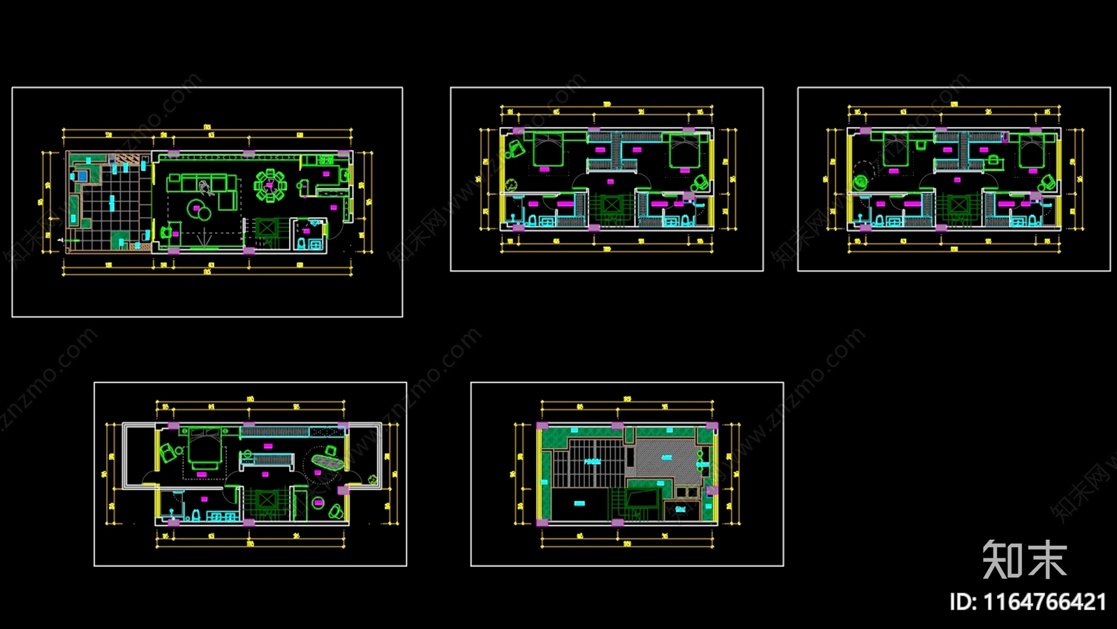 现代新中式整体家装空间施工图下载【ID:1164766421】
