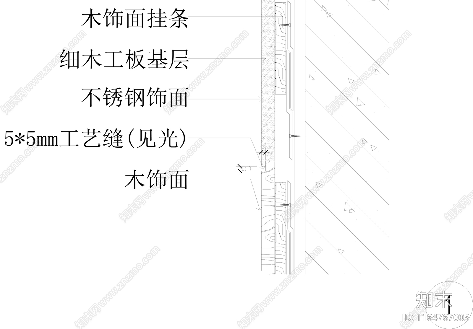 现代墙面节点cad施工图下载【ID:1164767005】