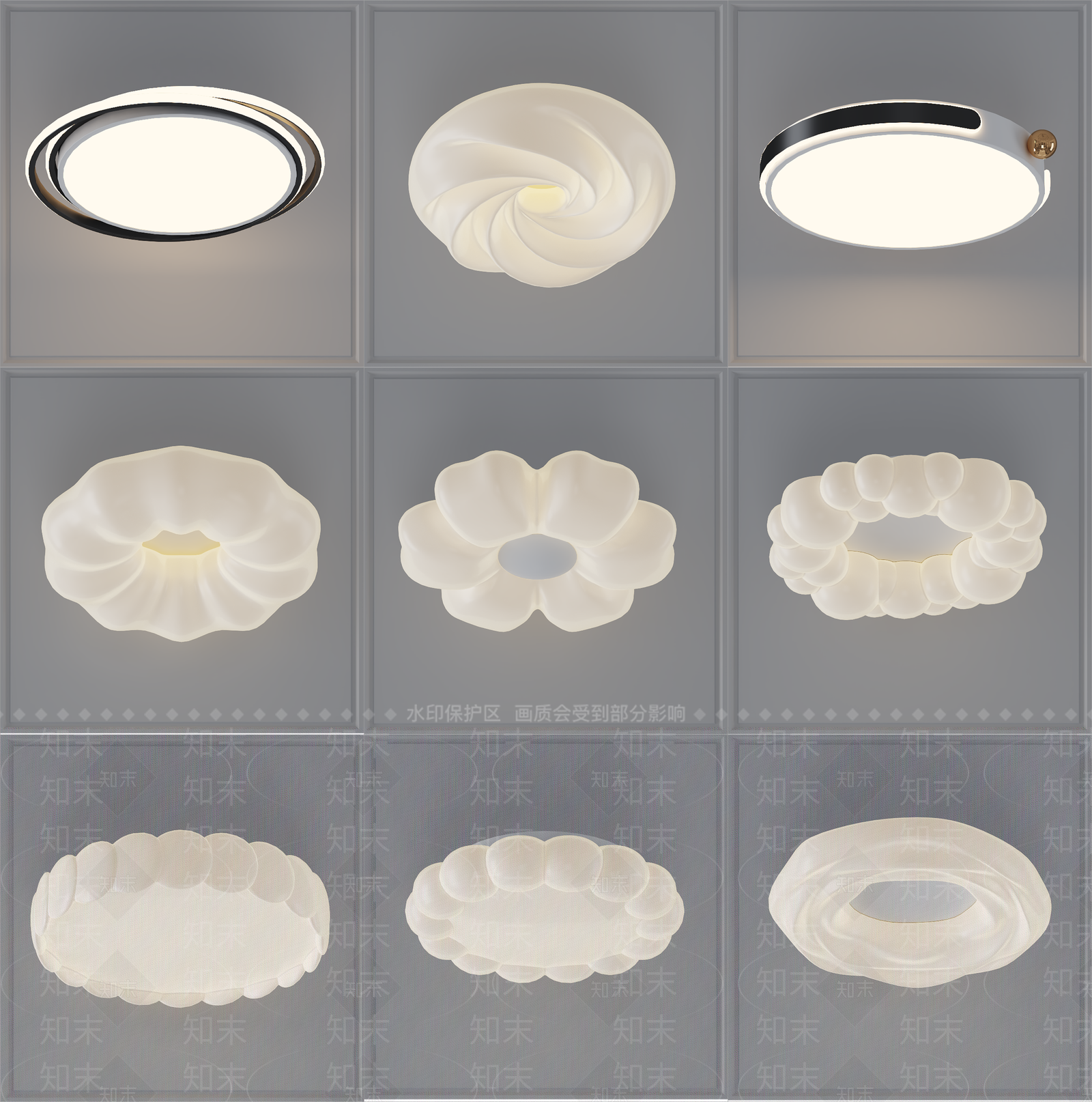 现代简约吸顶灯3D模型下载【ID:1164767190】