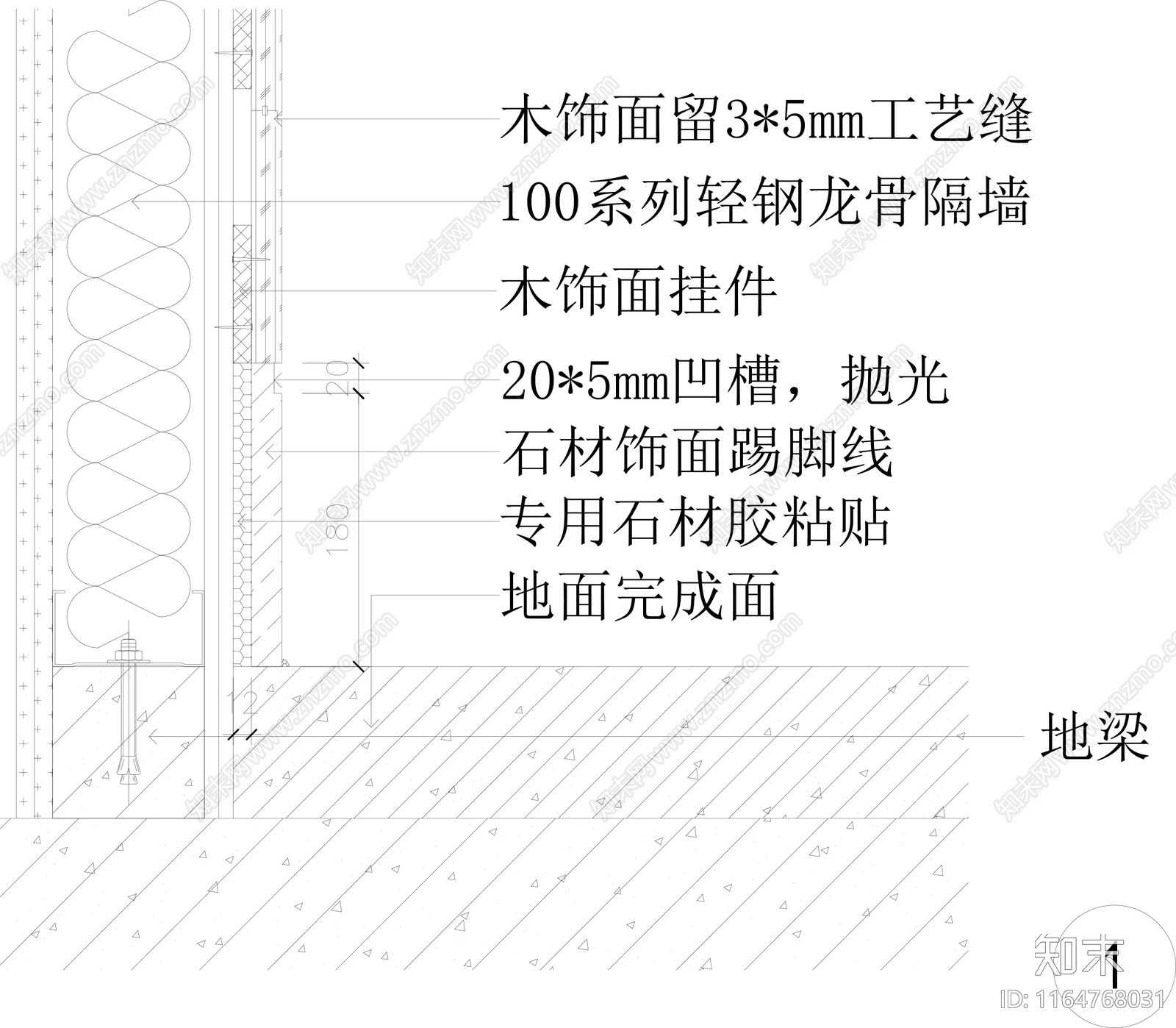 现代墙面节点cad施工图下载【ID:1164768031】