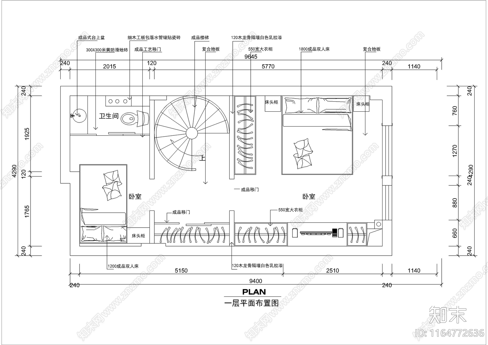 现代公寓cad施工图下载【ID:1164772636】
