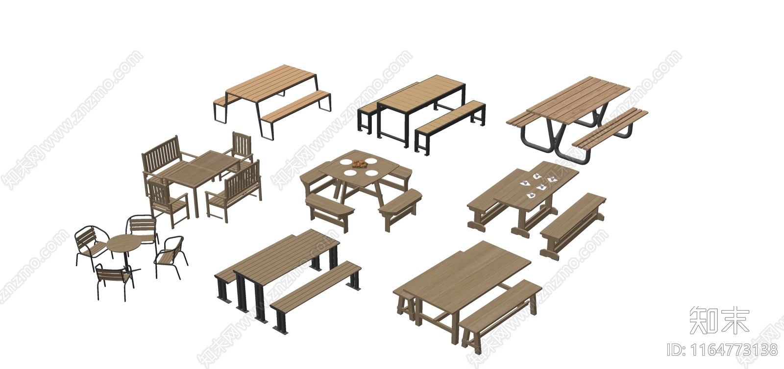 现代户外桌椅SU模型下载【ID:1164773138】