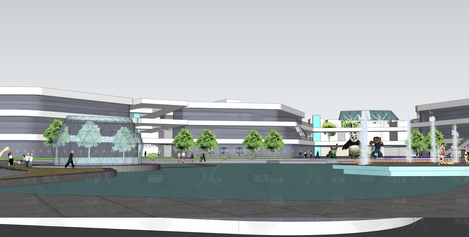 现代商场建筑SU模型下载【ID:1164775491】
