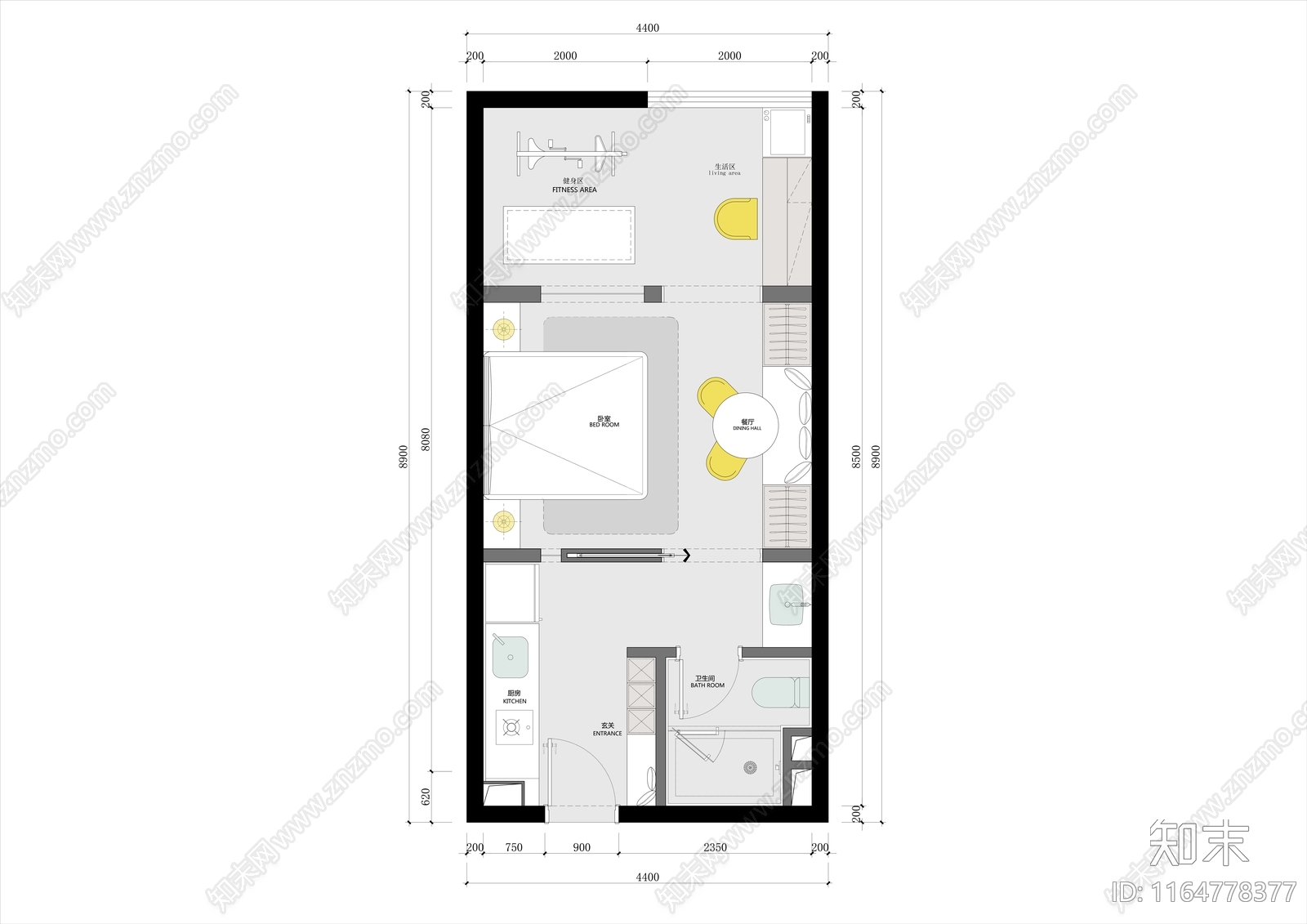 户型优化cad施工图下载【ID:1164778377】