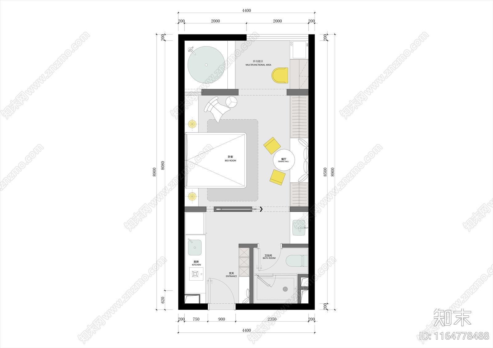 户型优化cad施工图下载【ID:1164778488】