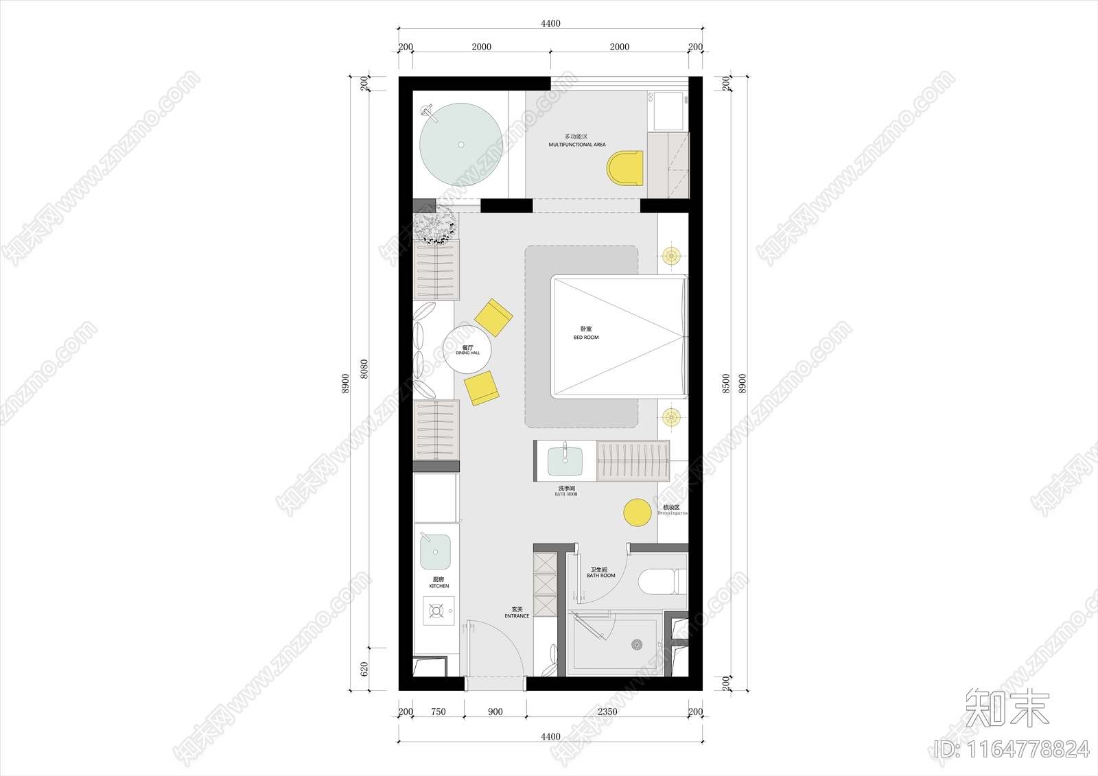 户型优化cad施工图下载【ID:1164778824】