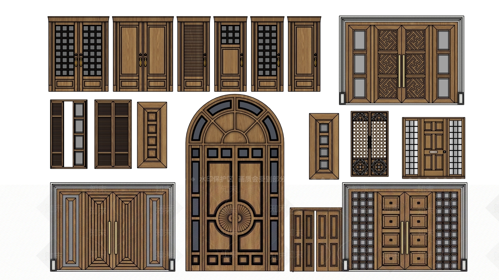 欧式双开门SU模型下载【ID:1164779636】