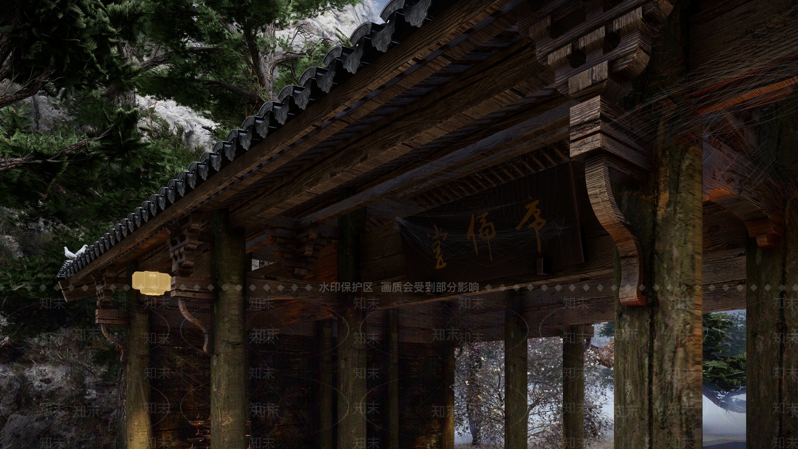 中式寺庙建筑SU模型下载【ID:1164793317】