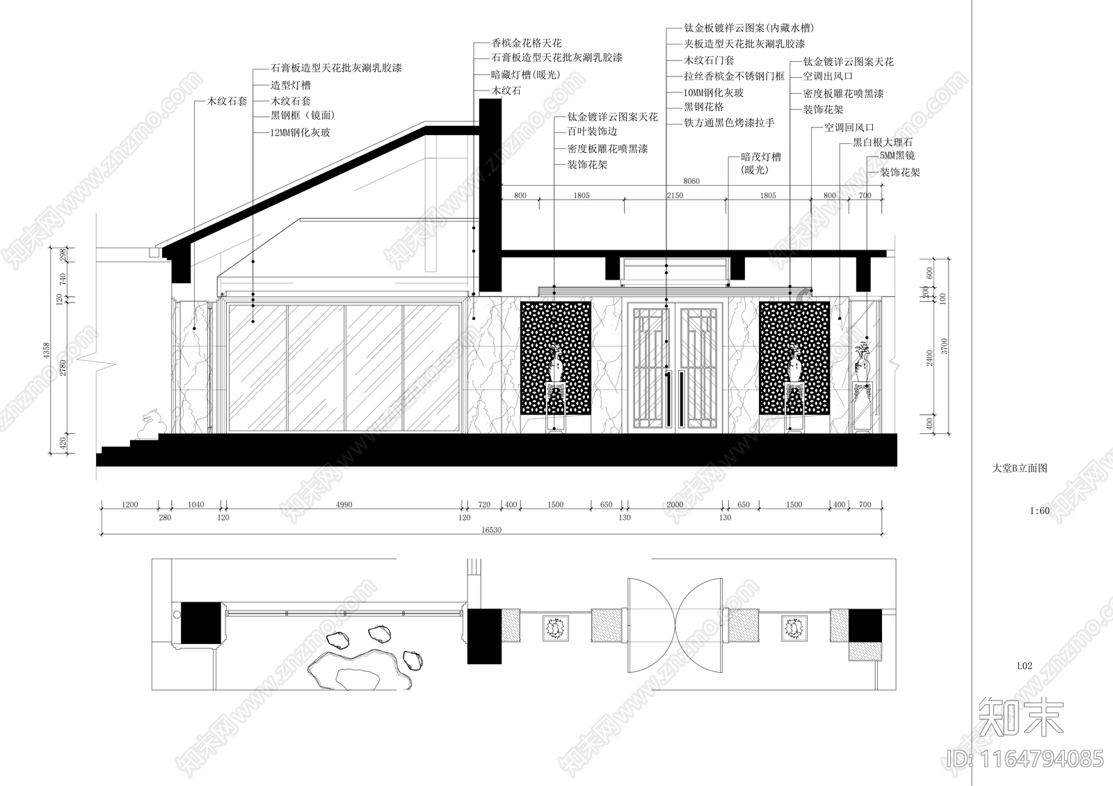 现代会所施工图下载【ID:1164794085】