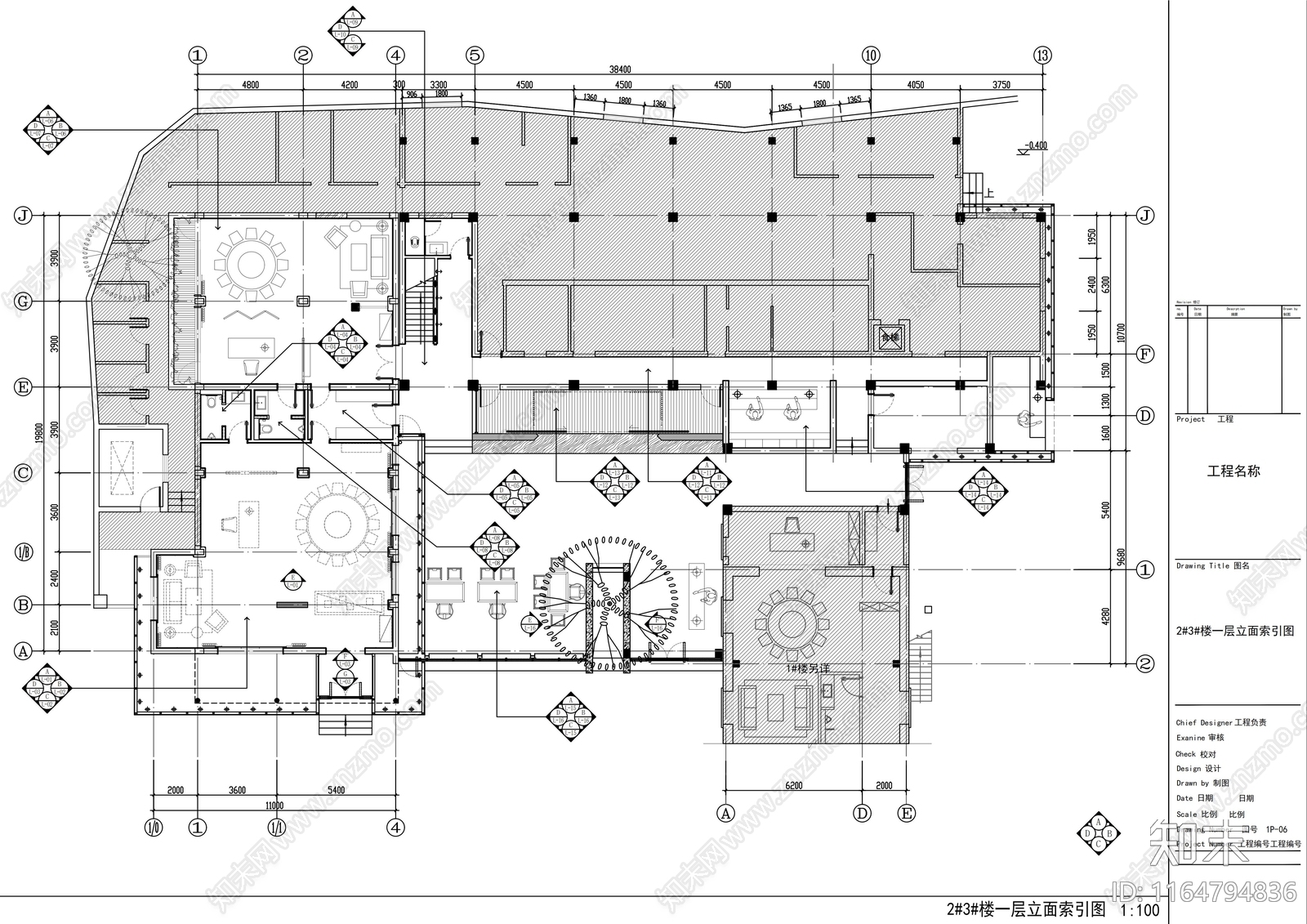 会所cad施工图下载【ID:1164794836】
