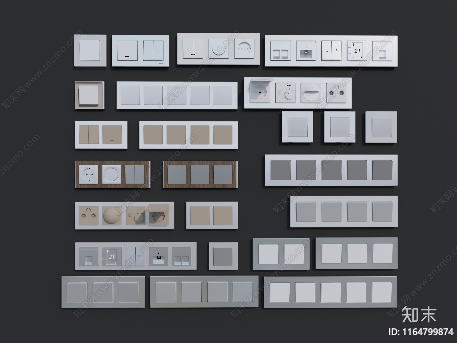现代新中式插座3D模型下载【ID:1164799874】
