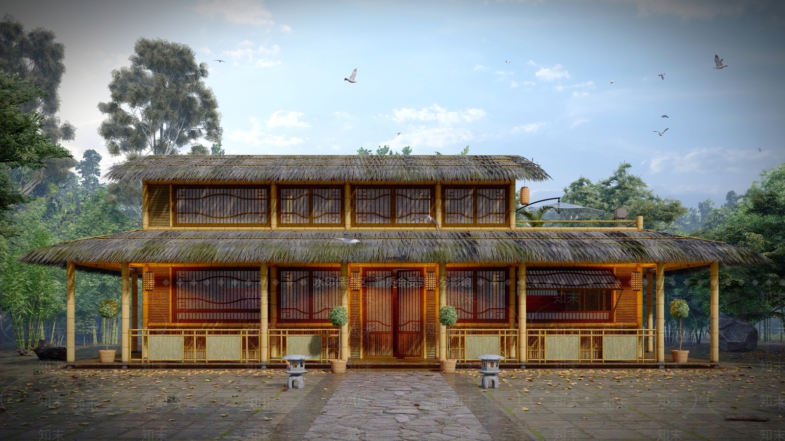 中式新中式树屋SU模型下载【ID:1164795569】