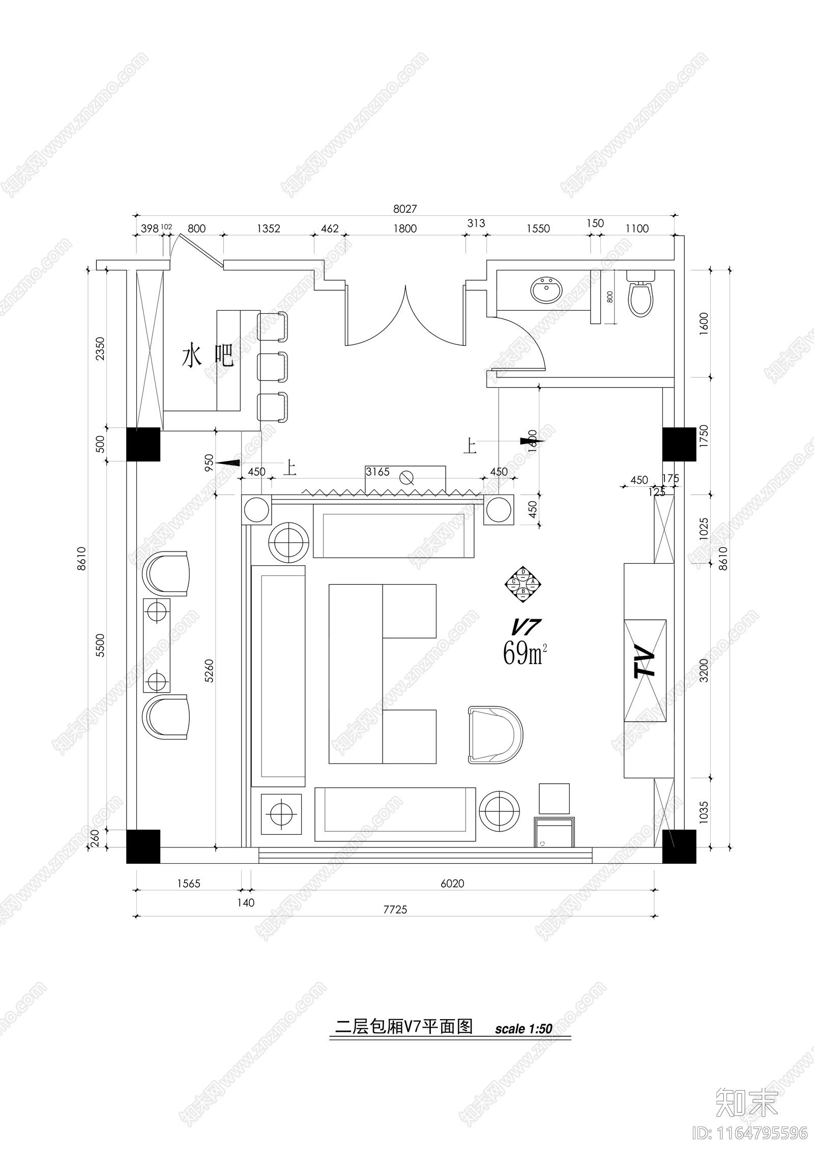 现代会所cad施工图下载【ID:1164795596】
