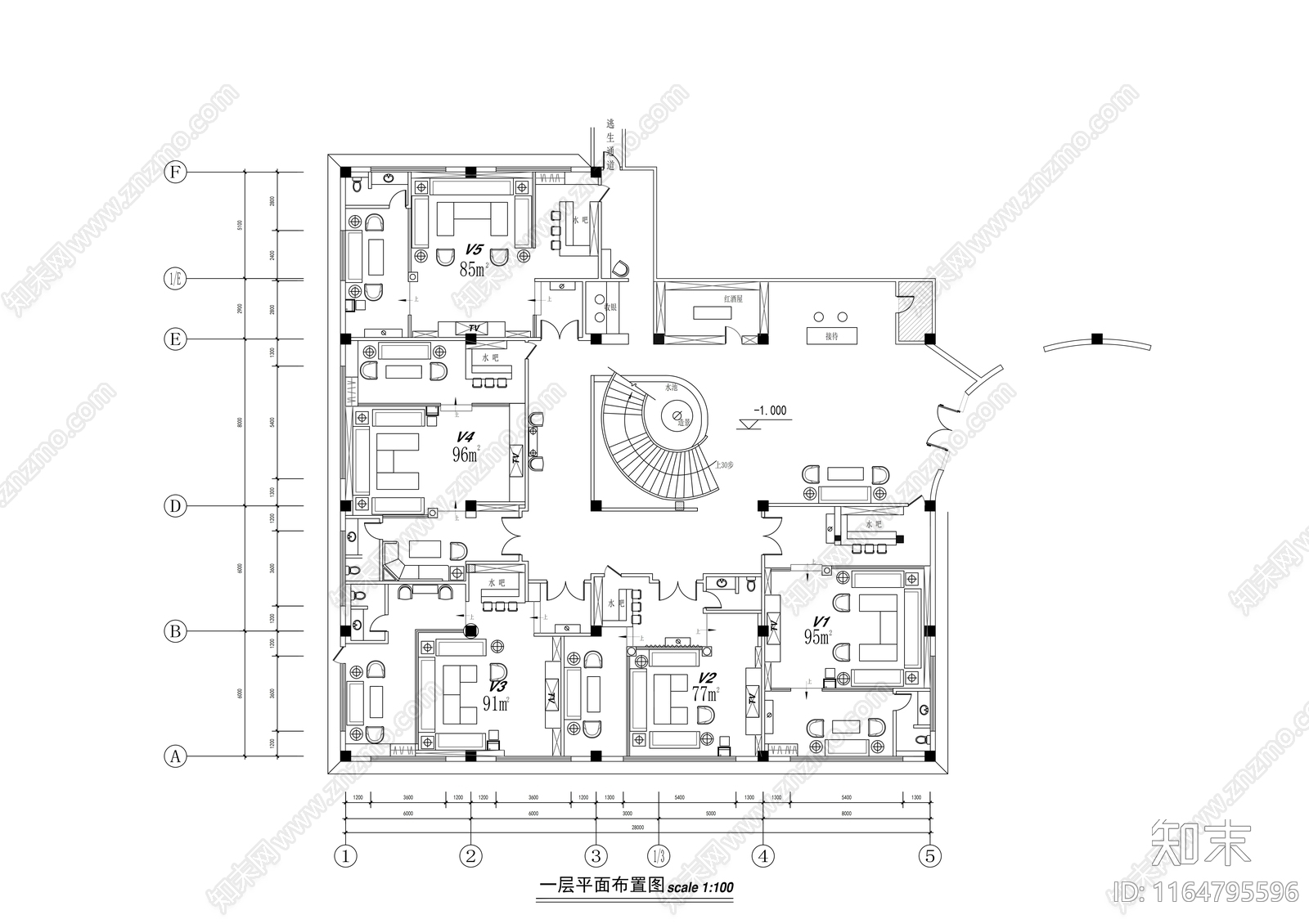 现代会所cad施工图下载【ID:1164795596】