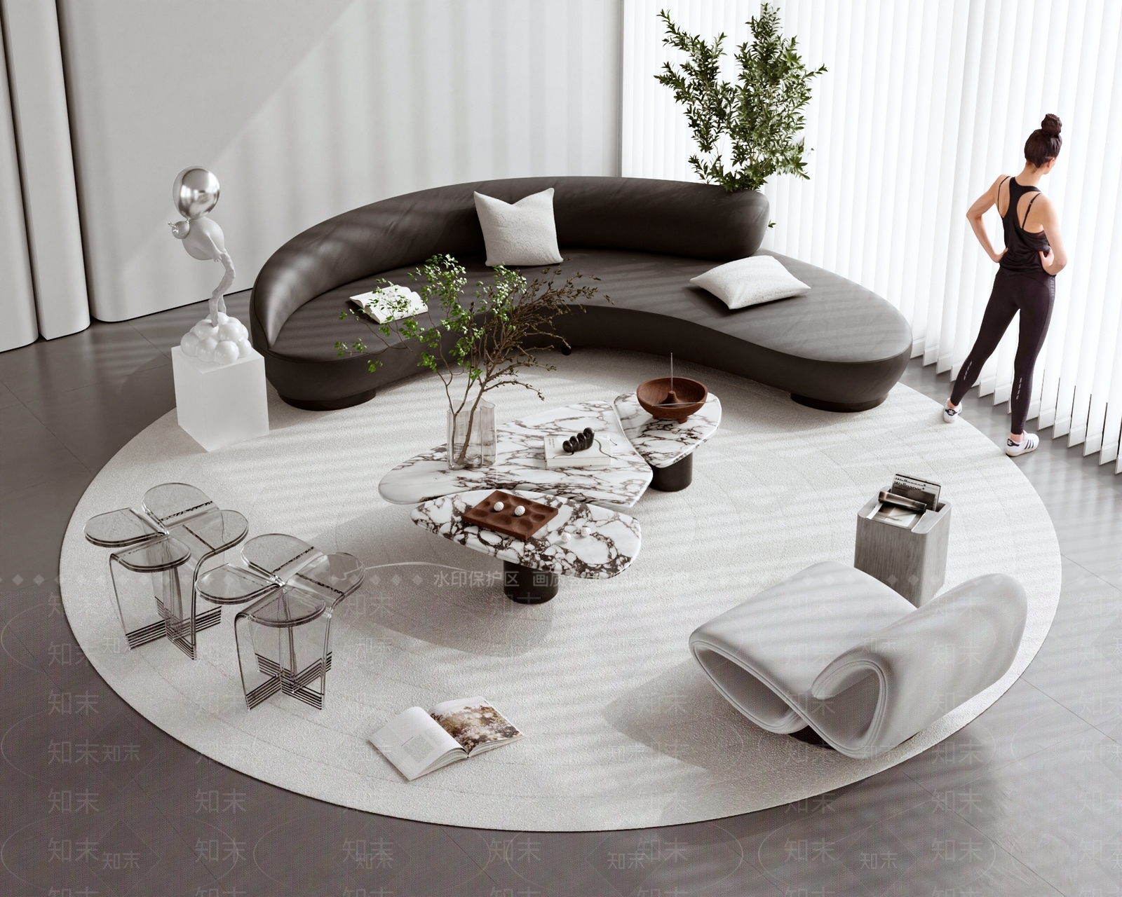 现代沙发组合3D模型下载【ID:1164796786】