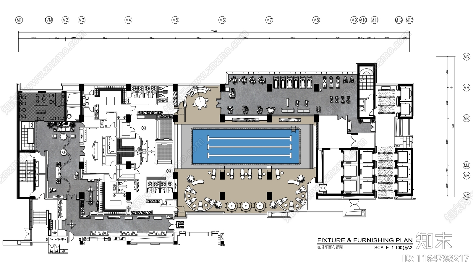 现代轻奢健身房施工图下载【ID:1164798217】
