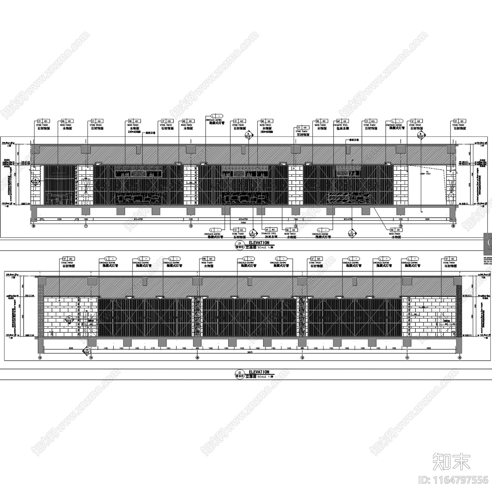 新中式酒店施工图下载【ID:1164797556】