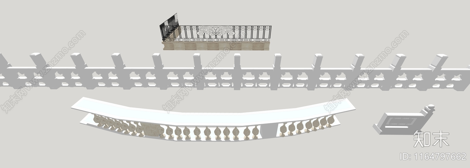 复古简欧围栏护栏SU模型下载【ID:1164797662】