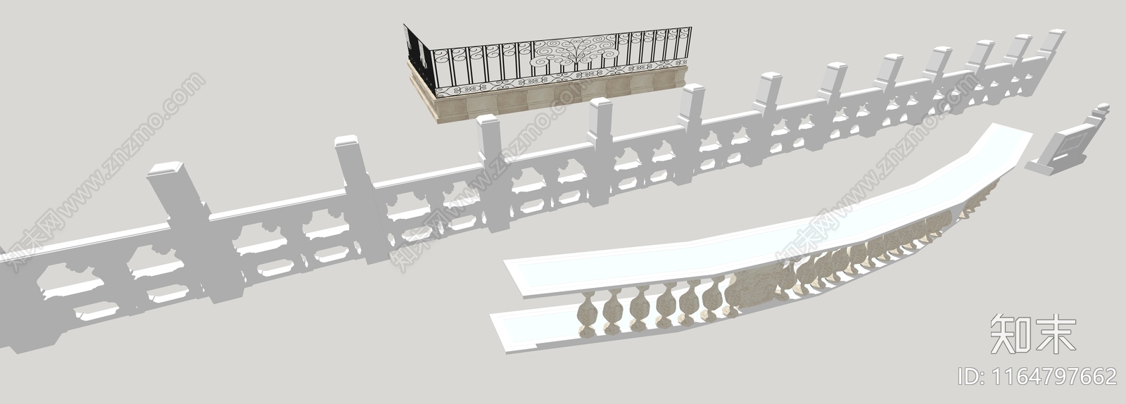 复古简欧围栏护栏SU模型下载【ID:1164797662】