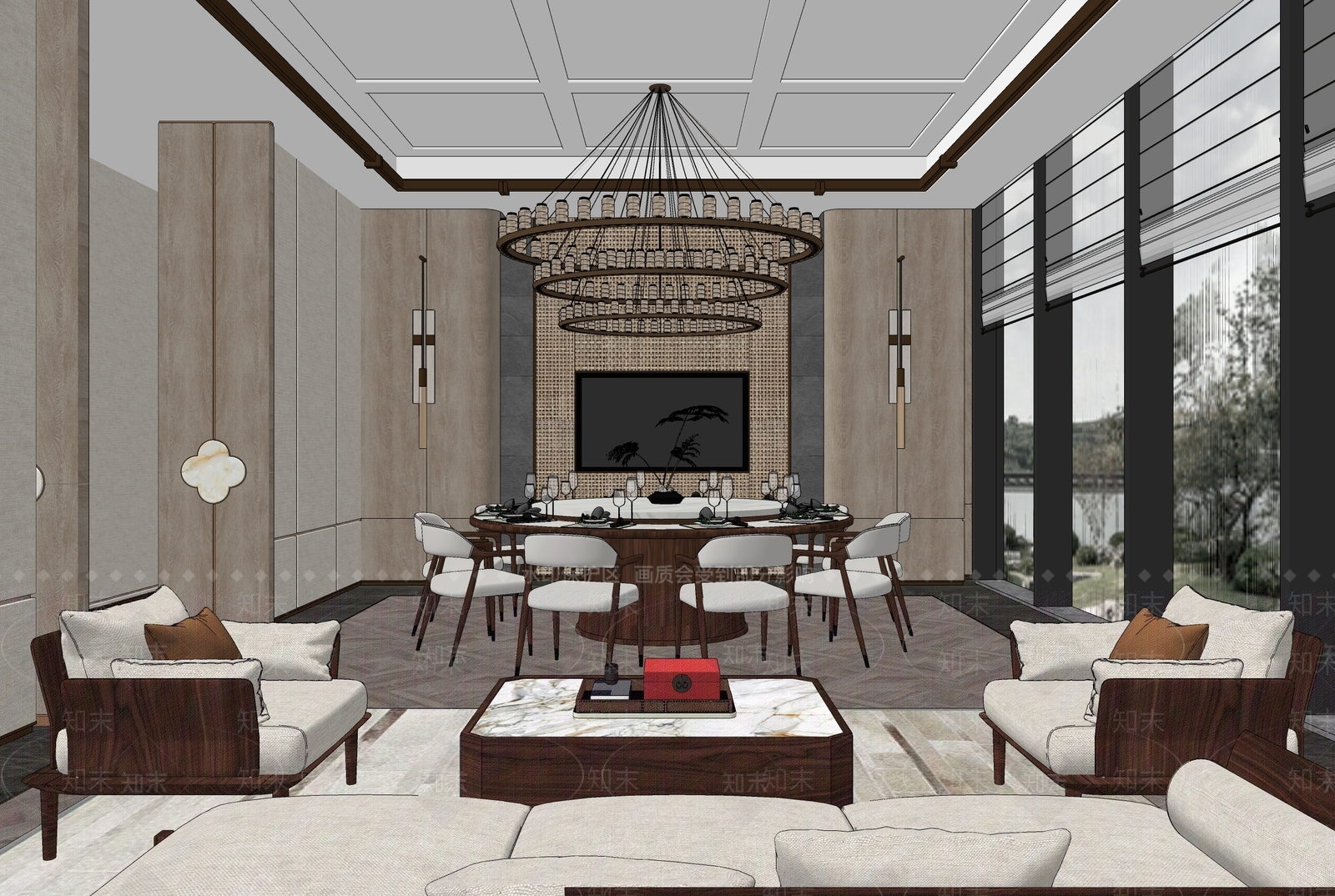 现代新中式包厢SU模型下载【ID:1164798851】