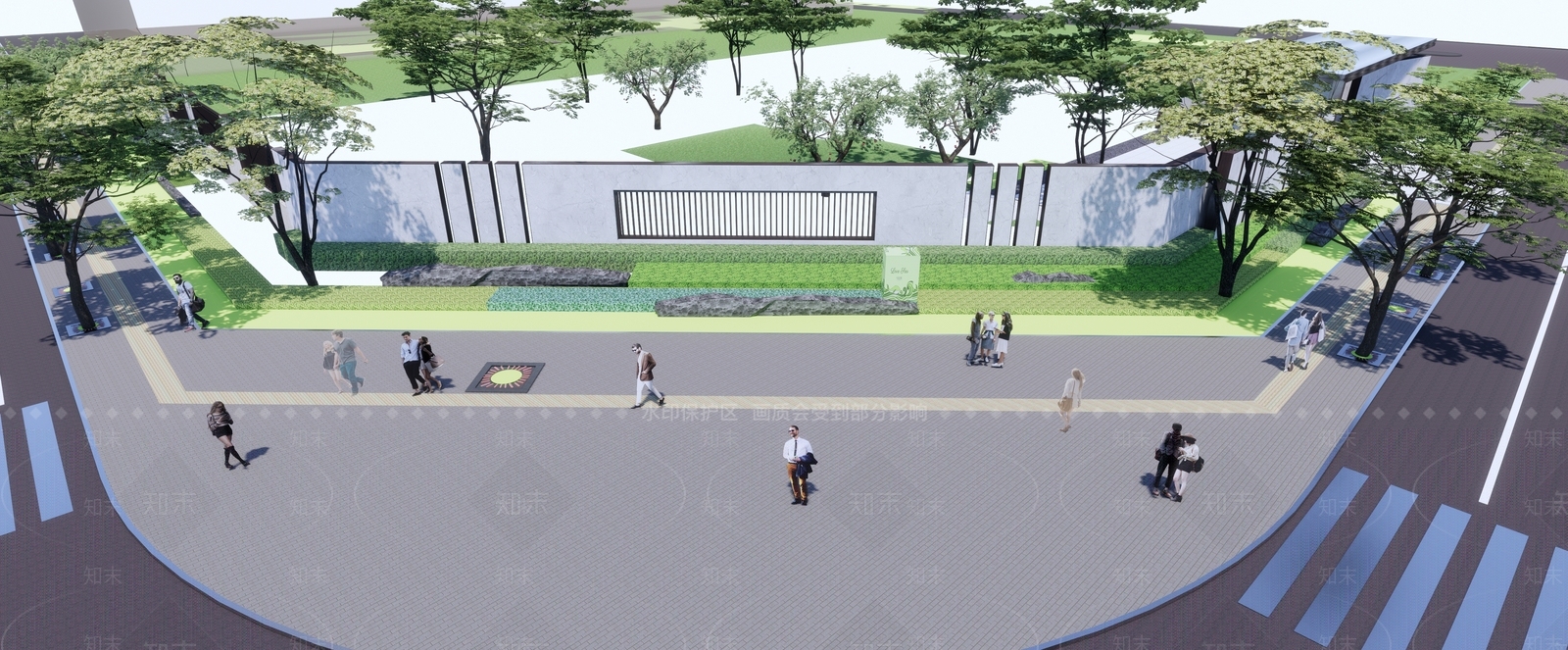 现代广场景观SU模型下载【ID:1164804861】
