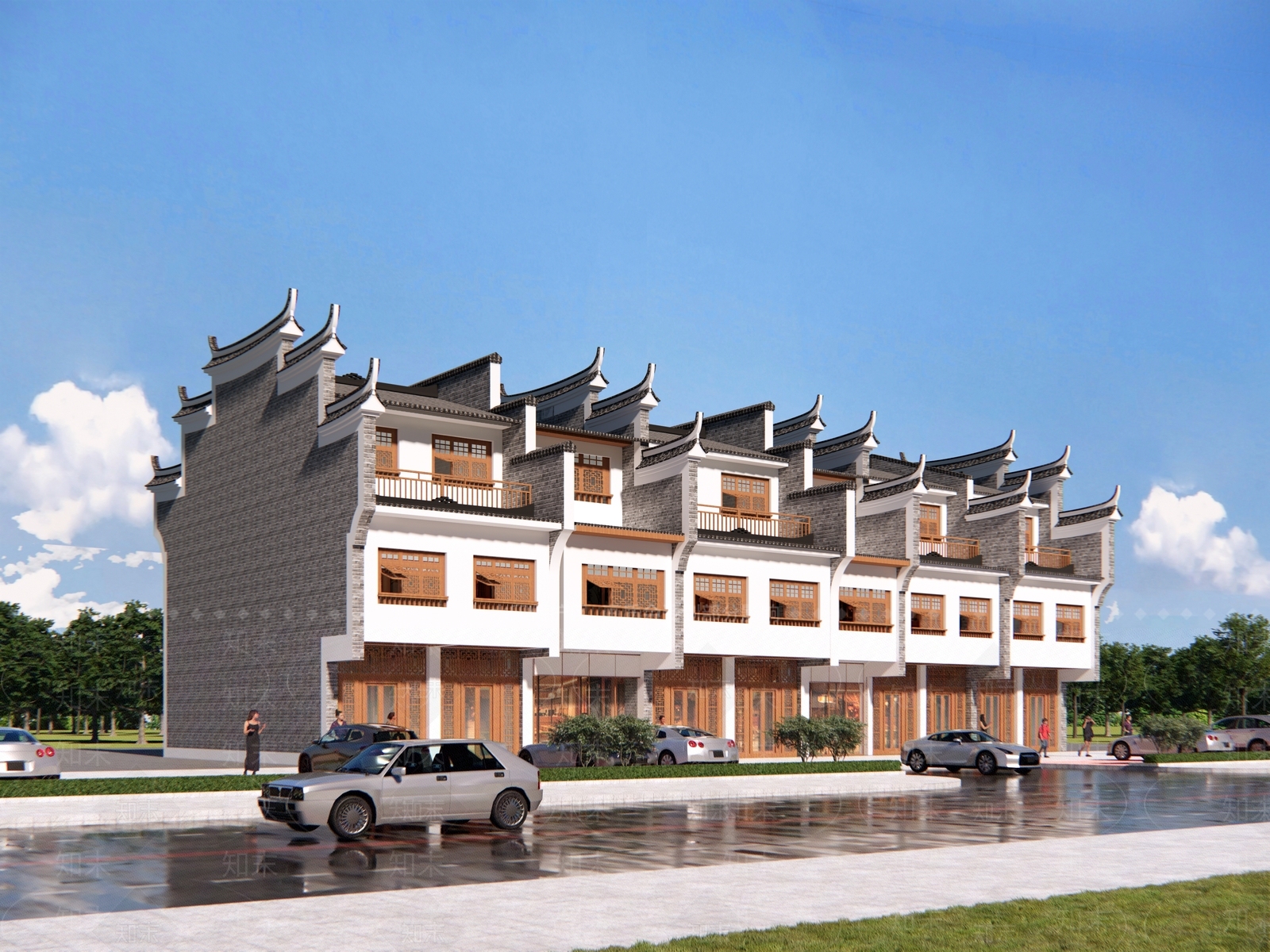 中式餐饮建筑SU模型下载【ID:1164805502】