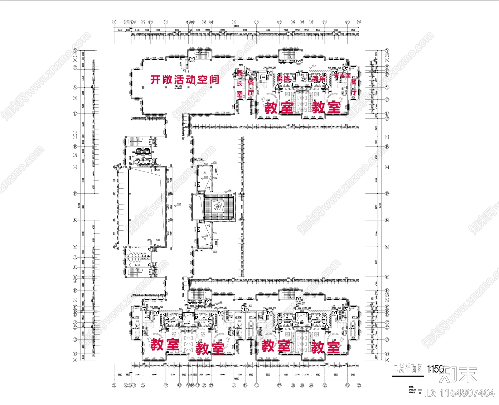 现代幼儿园建筑cad施工图下载【ID:1164807404】