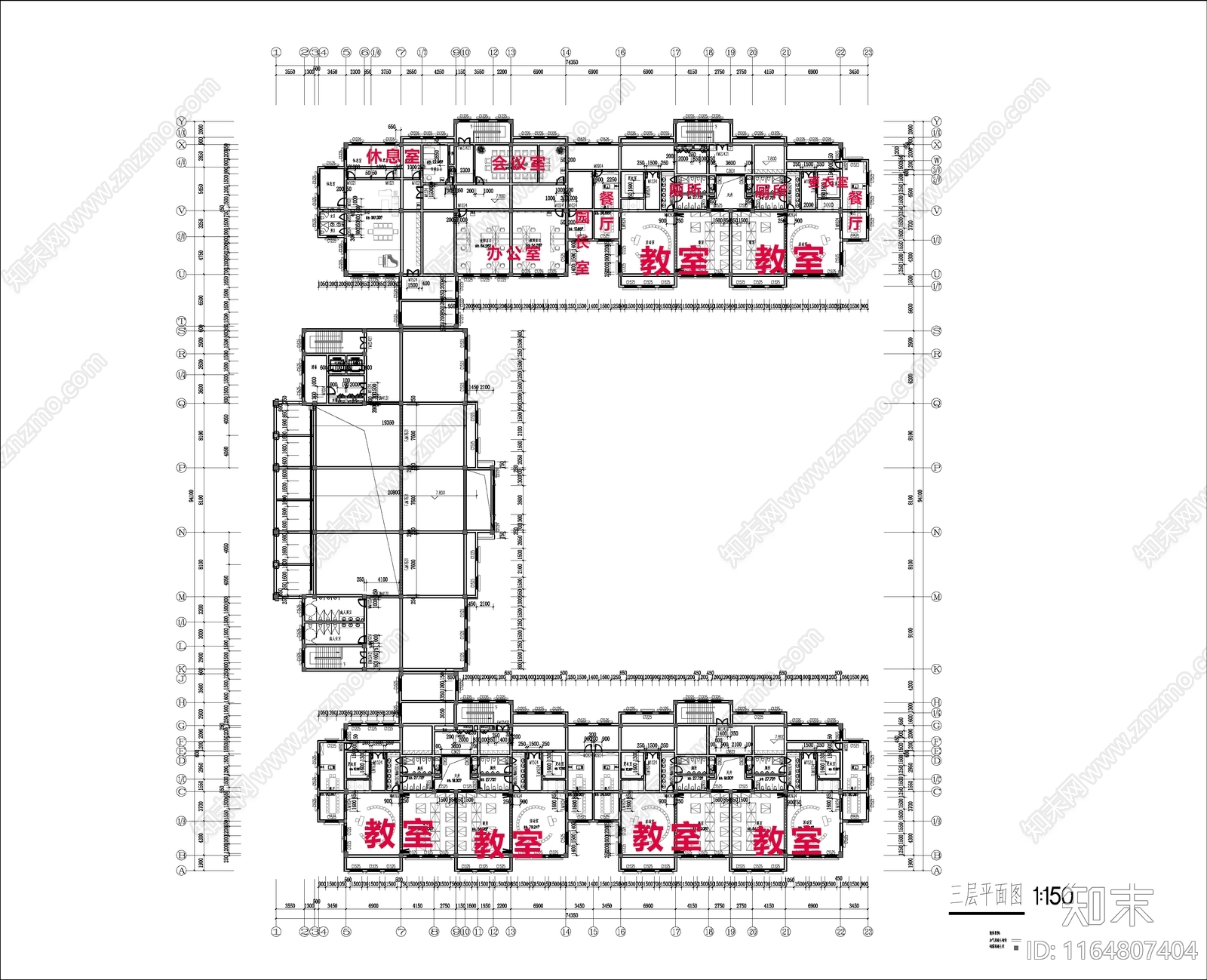 现代幼儿园建筑cad施工图下载【ID:1164807404】