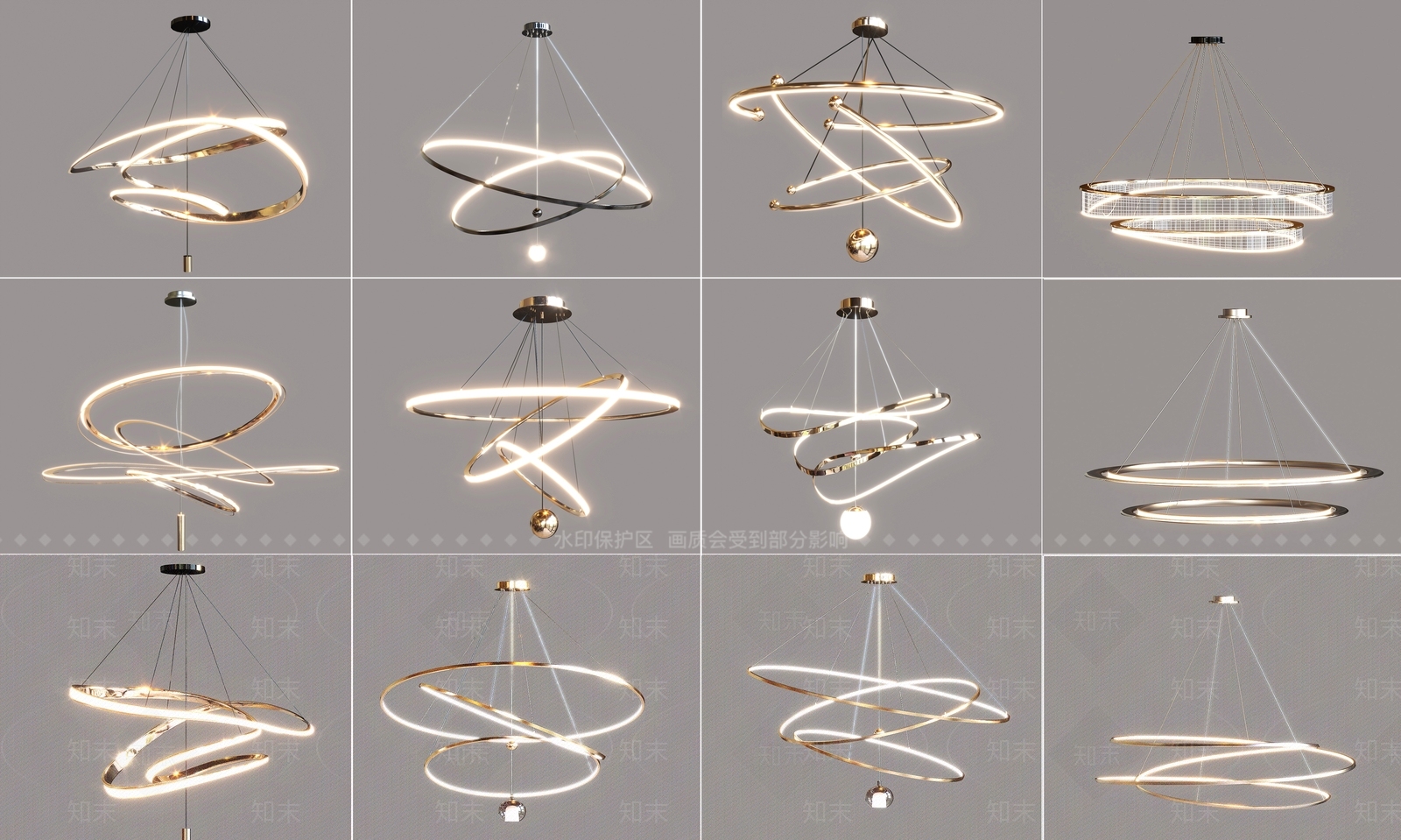 现代吊灯3D模型下载【ID:1164812787】