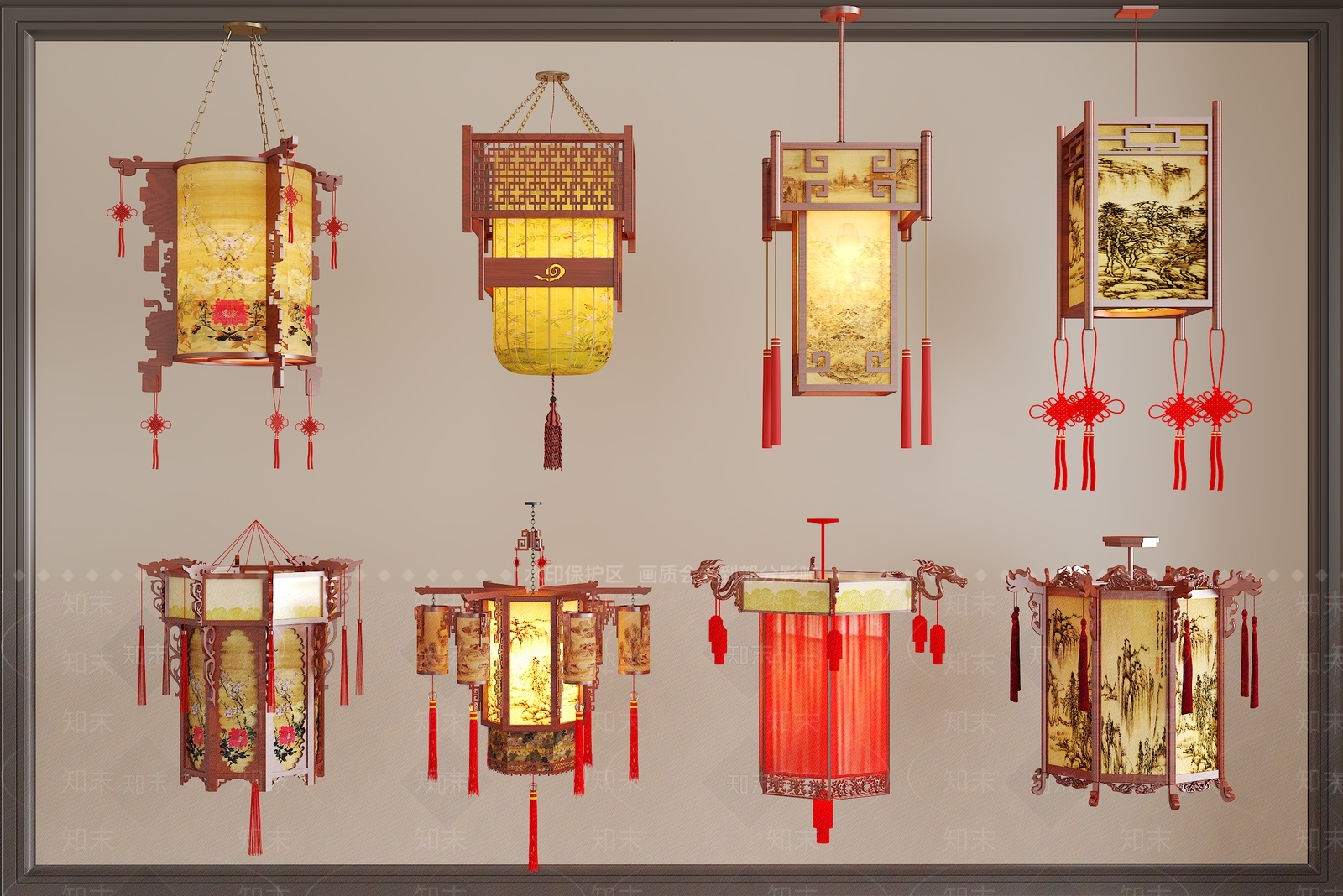 新中式灯笼SU模型下载【ID:1164815978】